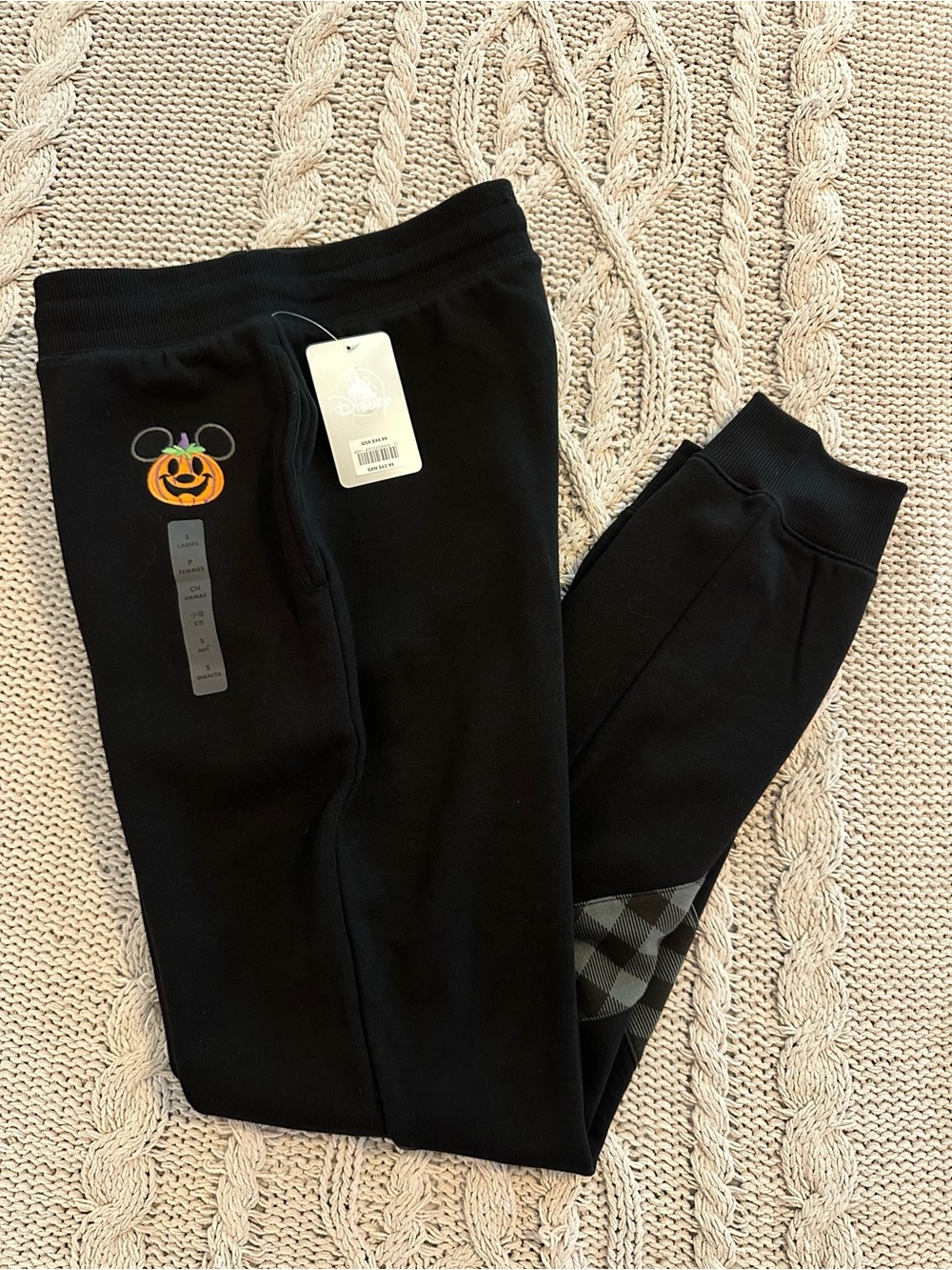NWT Disney Parks Mickey Mouse Pumpkin Halloween Joggers Plaid Medium